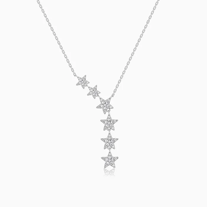Shop Classic Women's  Necklaces & Pendants with a Modern Twist-Silver Starry Drop Necklace