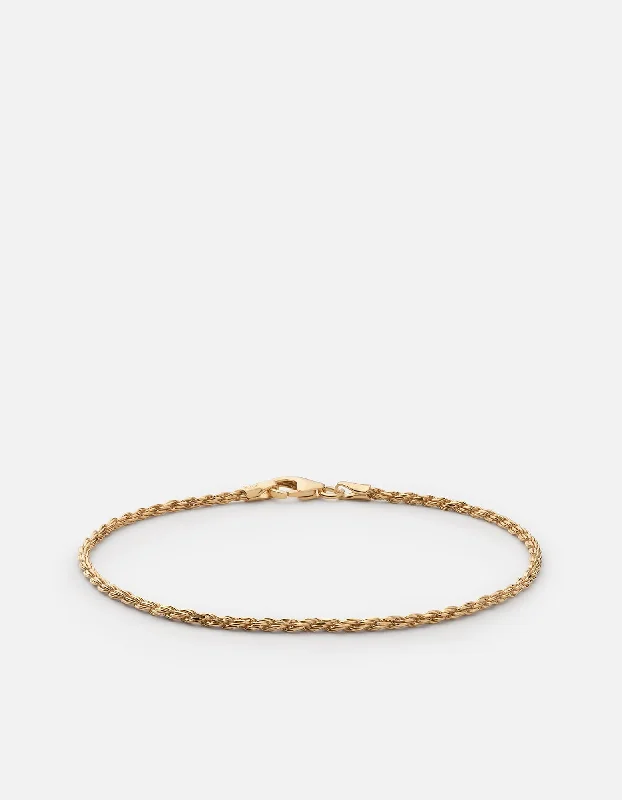 Designer Bracelets for Men with Unique Charms-1.8mm Rope Chain Bracelet, Gold Vermeil Designer Bracelets for Men with Unique Charms-1.8mm Rope Chain Bracelet, Gold Vermeil