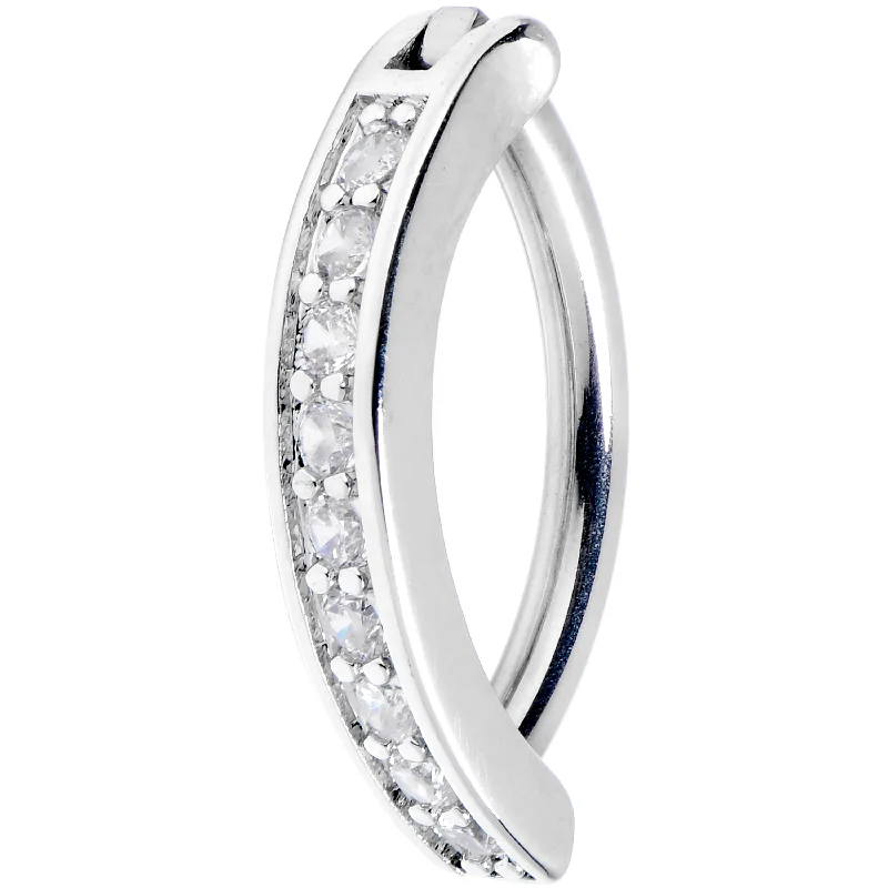 Elegant Belly Rings for Timeless Fashion -14 Gauge 3/8 Clear CZ Gem Grade 23 Titanium Hinged Hoop Belly Ring