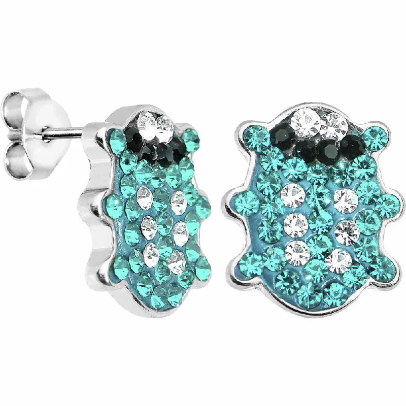 Women's Earrings – Elegant Designs for Every Personality--Blue Ferido Crystal Snuggle Bug Stud Earrings