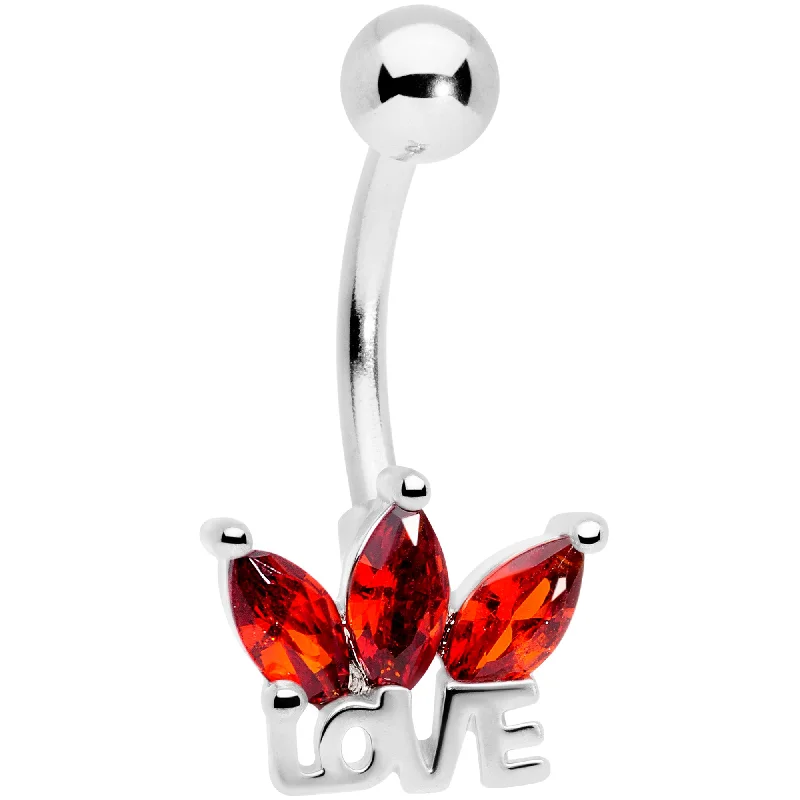 Comfortable Belly Rings with Chic Finish -Red Gem Crown of Love Belly Ring