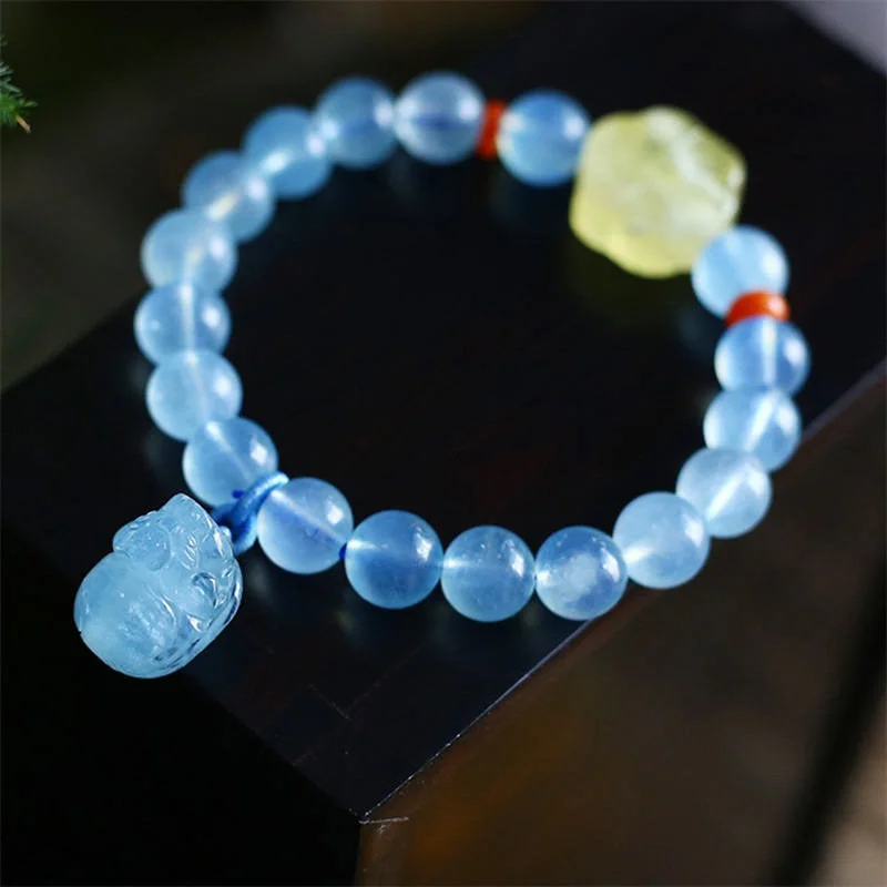 Large Bangles for Women-Buddha Stones Natural Aquamarine Amber Pixiu Peace Healing Charm Bracelet Large Bangles for Women-Buddha Stones Natural Aquamarine Amber Pixiu Peace Healing Charm Bracelet