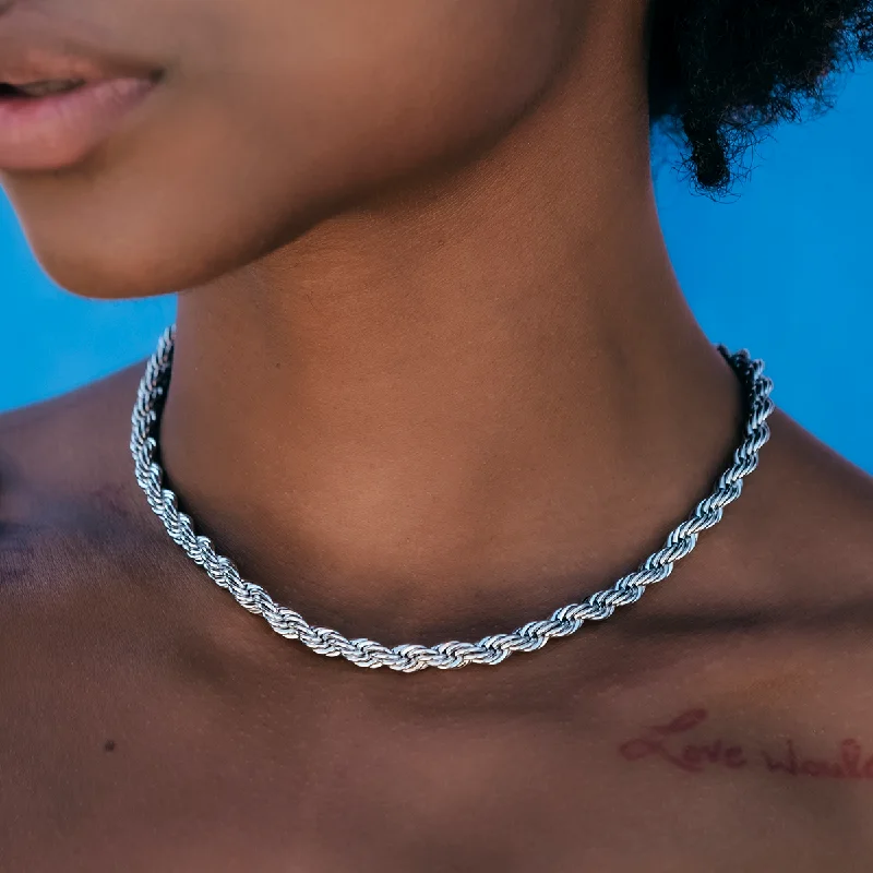 Shop Classic Women's Necklaces & Pendants with a Modern Twist-Rope Necklace in White Gold- 6mm Shop Classic Women's Necklaces & Pendants with a Modern Twist-Rope Necklace in White Gold- 6mm