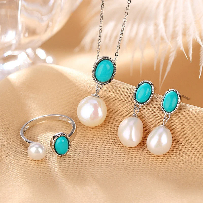 Women's Earrings – Elegant Designs for Every Personality--Buddha Stones 925 Sterling Silver Pearl Turquoise Healing Wisdom Necklace Pendant Ring Earrings