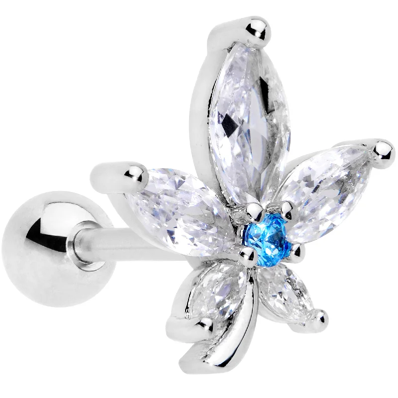 Comfortable Lip Rings for Active Lifestyle16 Gauge 1/4 Clear Blue CZ Gem Marijuana Leaf Labret Monroe Tragus Comfortable Lip Rings for Active Lifestyle16 Gauge 1/4 Clear Blue CZ Gem Marijuana Leaf Labret Monroe Tragus