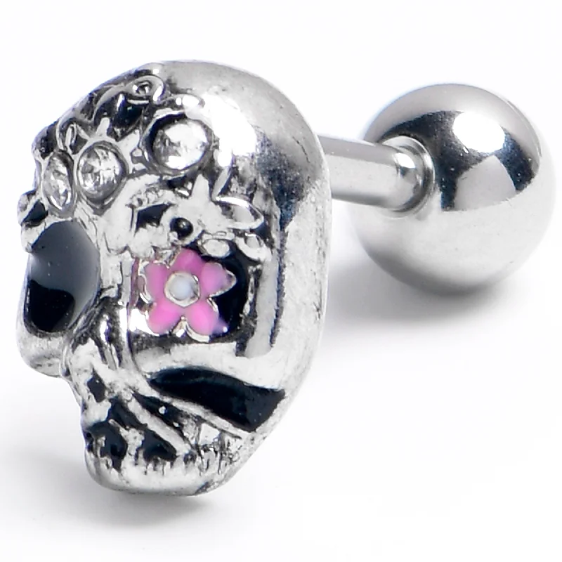 Women's Earrings – Elegant Designs for Every Personality--16 Gauge 1/4 Clear Gem Stylish Skull Cartilage Tragus Earring