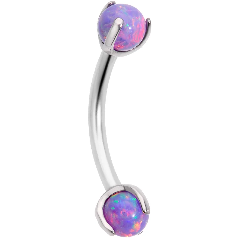 Women's Earrings – Elegant Designs for Every Personality--16 Gauge 5/16 Purple Synthetic Opal Internally Threaded Eyebrow Ring