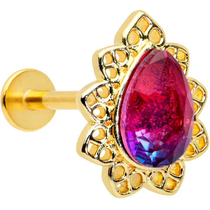 Lip Rings for Every Fashion Style16 Gauge 5/16 Purple Tourmaline Gold Tone Drop Labret Monroe Tragus