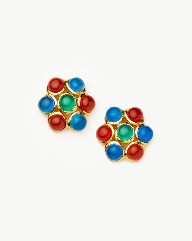 Women's Earrings – Elegant Designs for Every Personality--Rouje Josie Gemstone Oversized Stud Earrings | 18k Gold Plated