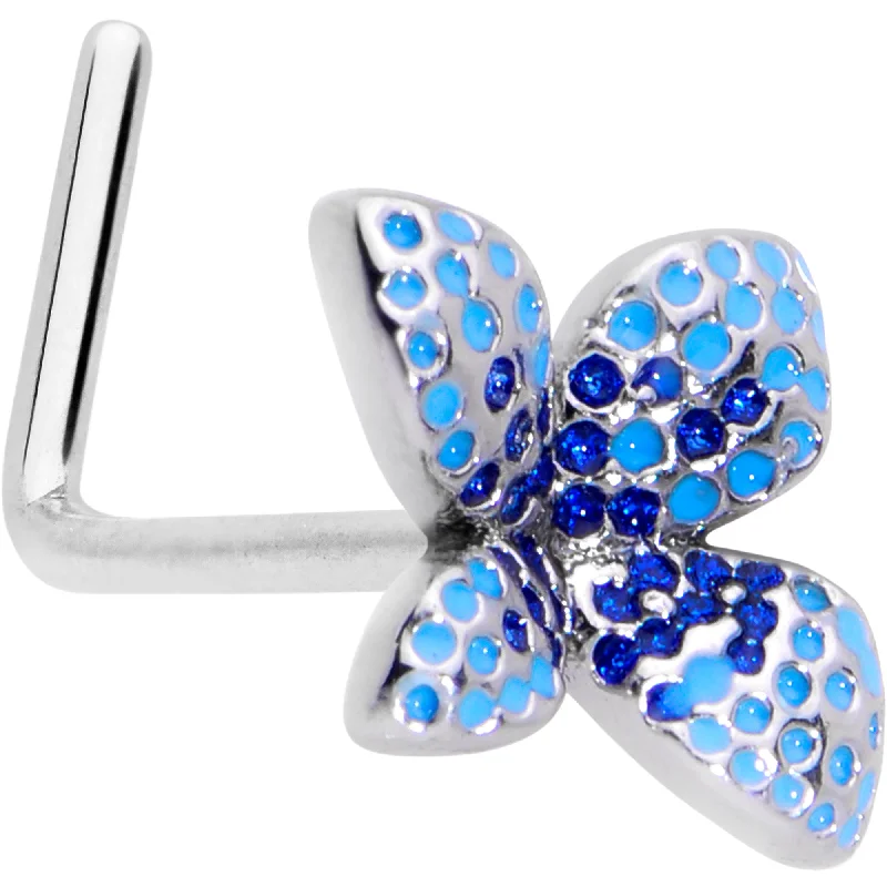 Trendy Nose Rings for Stunning Looks -20 Gauge 7mm Glamour Butterfly L Shape Nose Ring Trendy Nose Rings for Stunning Looks -20 Gauge 7mm Glamour Butterfly L Shape Nose Ring