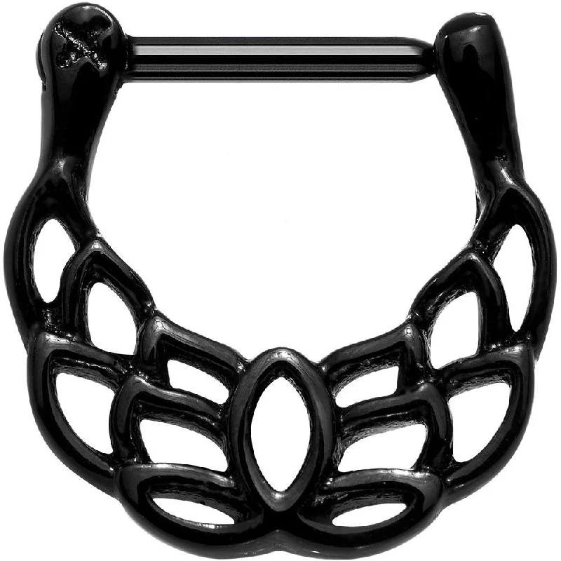 Nose Rings for Sensitive Piercings -16 Gauge 5/16 Black Lingering Lotus Flower Septum Clicker Nose Rings for Sensitive Piercings -16 Gauge 5/16 Black Lingering Lotus Flower Septum Clicker