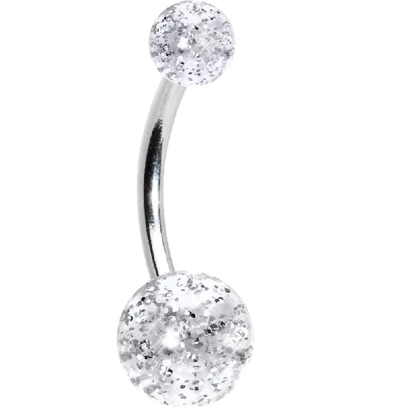 Belly Rings for Creative Fashionistas -Clear Acrylic Ball Glitter Belly Ring