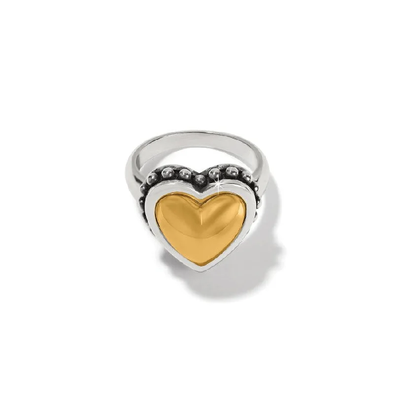 Chic Women's Rings for Fashion-Forward Looks-Pretty Tough Bold Heart Two Tone Ring