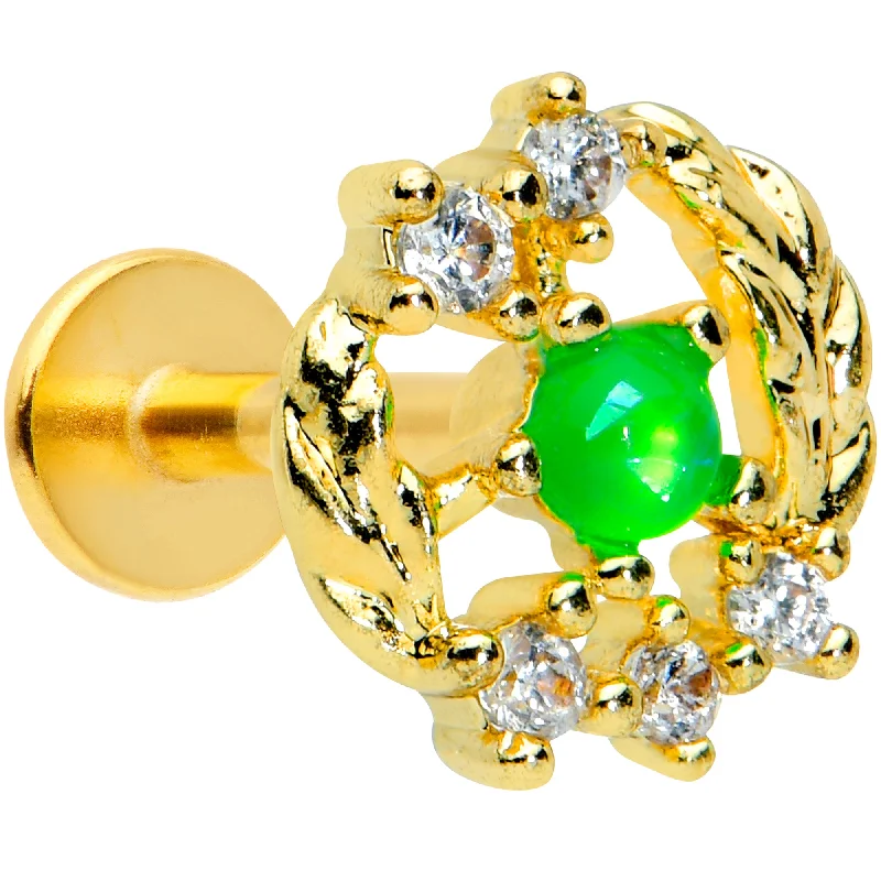 Timeless Lip Rings for Every Look16 Gauge 5/16 Green Faux Opal Gold Tone Harvest Wreath Labret Tragus