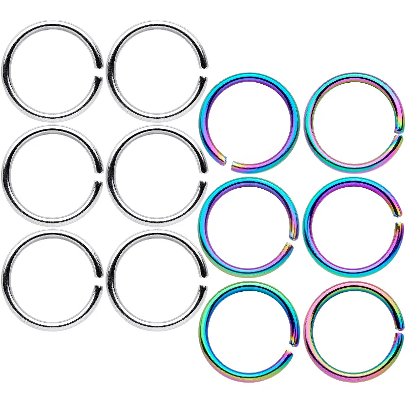 Stylish and Affordable Nose Rings for Women -18 Gauge 5/16 Steel Rainbow Anodized Seamless Circular Ring Set of 12 Stylish and Affordable Nose Rings for Women -18 Gauge 5/16 Steel Rainbow Anodized Seamless Circular Ring Set of 12