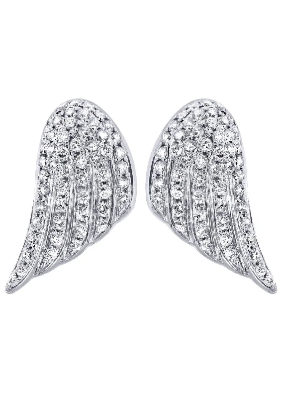 Shop Durable Men's Earrings for Everyday Wear-Angel Diamond Earrings For Men | 14K White Gold | 1.56 Carats Shop Durable Men's Earrings for Everyday Wear-Angel Diamond Earrings For Men | 14K White Gold | 1.56 Carats