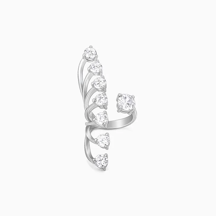 Chic Women's Rings for Fashion-Forward Looks-Silver Forever Sparkle Statement Ring
