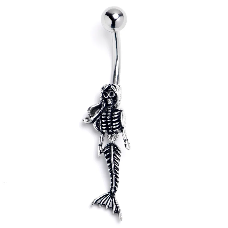 Trendy Belly Rings for Creative Styles -Skeleton Mermaid Dangle Belly Ring