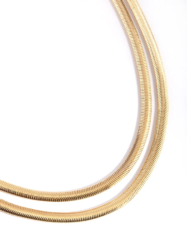 Shop Classic Women's  Necklaces & Pendants with a Modern Twist-Gold Plated Layered Snake Chain Necklace