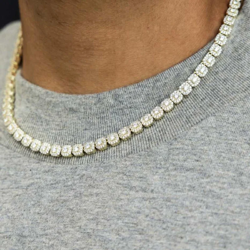 Exclusive Men's Necklaces & Pendants for the Modern Gentleman-Micro Clustered Tennis Necklace - Yellow Gold Exclusive Men's Necklaces & Pendants for the Modern Gentleman-Micro Clustered Tennis Necklace - Yellow Gold