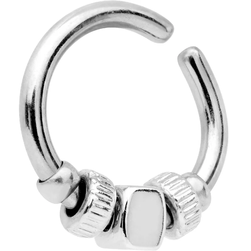 Designer Nose Rings for Elegant Women -16 Gauge Silver Tone Square Bead Annealed Seamless Circular Ring Designer Nose Rings for Elegant Women -16 Gauge Silver Tone Square Bead Annealed Seamless Circular Ring