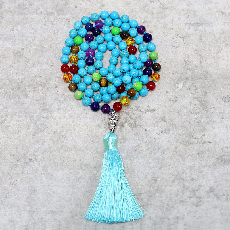 Sleek Leather Bracelets for Men-Buddha Stones 108 Mala Turquoise Beads Yoga Meditation Prayer Beads Necklace Sleek Leather Bracelets for Men-Buddha Stones 108 Mala Turquoise Beads Yoga Meditation Prayer Beads Necklace