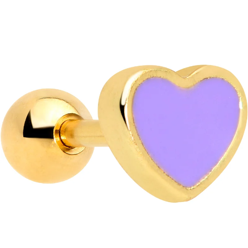 Women's Earrings – Elegant Designs for Every Personality--16 Gauge 1/4 Gold Tone Purple Heart Cartilage Tragus