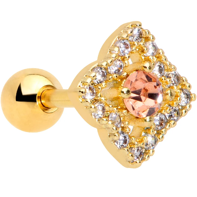 Women's Earrings – Elegant Designs for Every Personality--16 Gauge 1/4 Clear CZ Gem Gold Tone Rhombus Royale Cartilage Tragus