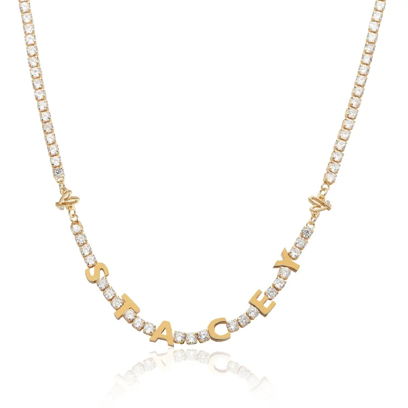 Shop Classic Women's  Necklaces & Pendants with a Modern Twist-Custom Name Tennis Necklace (Gold)