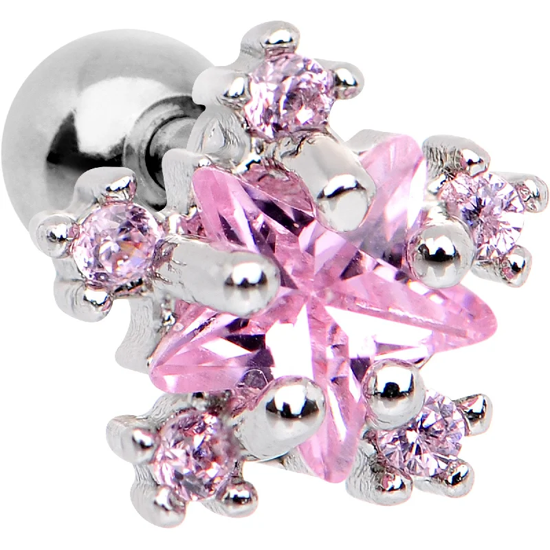 Women's Earrings – Elegant Designs for Every Personality--Pink CZ Gem Stardust Tragus Cartilage Earring