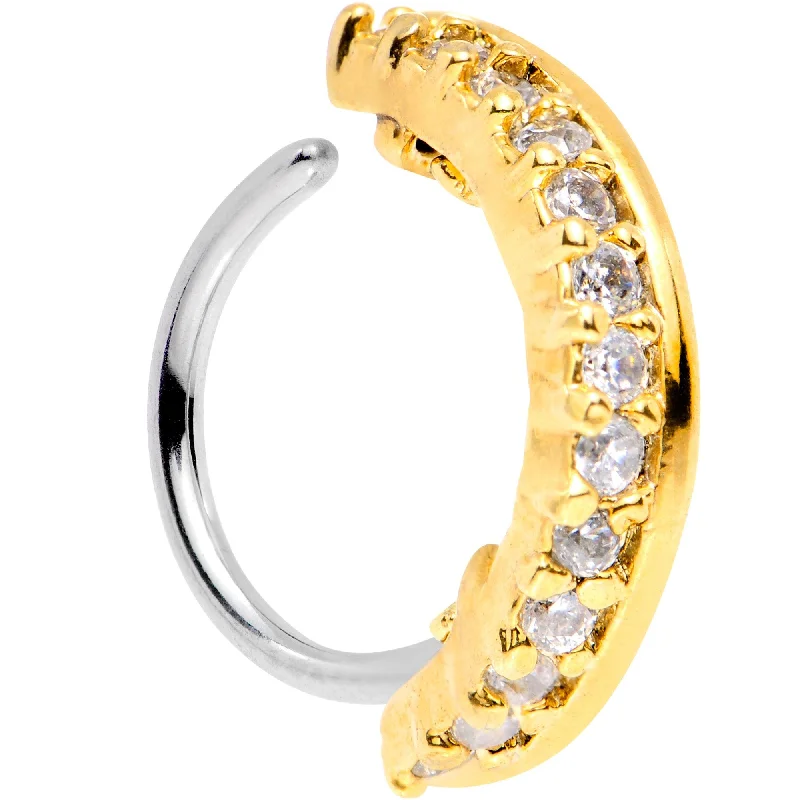 Fashionable Nose Rings -18 Gauge Clear CZ Gem Gold Tone Sleek Seamless Circular Ring Fashionable Nose Rings -18 Gauge Clear CZ Gem Gold Tone Sleek Seamless Circular Ring