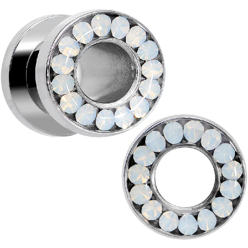 Women's Earrings – Elegant Designs for Every Personality--2 Gauge White Faux Opal Screw Fit Tunnel Plug Set Women's Earrings – Elegant Designs for Every Personality--2 Gauge White Faux Opal Screw Fit Tunnel Plug Set
