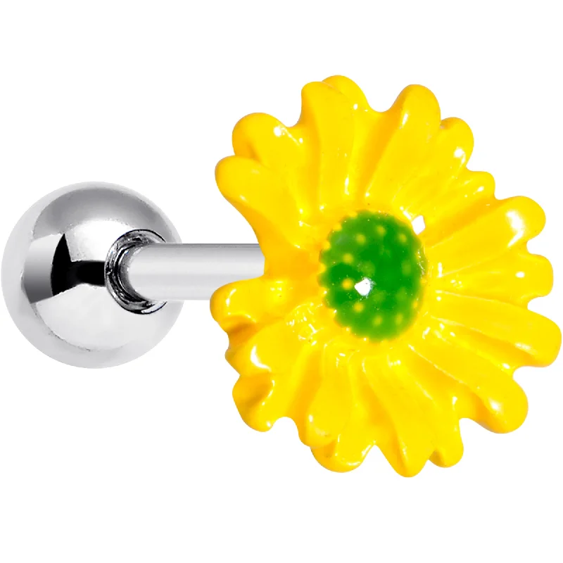 Women's Earrings – Elegant Designs for Every Personality--16 Gauge 1/4 Yellow Daisy Flower Cartilage Tragus Earring