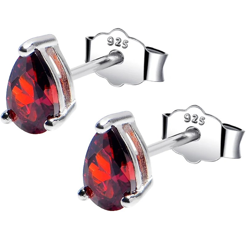 Women's Earrings – Elegant Designs for Every Personality--4mm CZ Pear 925 Sterling Silver January Birthstone Stud Earrings