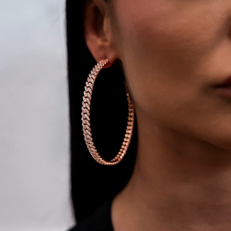 Women's Earrings – Elegant Designs for Every Personality--Diamond Prong Hoop Earrings in Rose Gold Women's Earrings – Elegant Designs for Every Personality--Diamond Prong Hoop Earrings in Rose Gold
