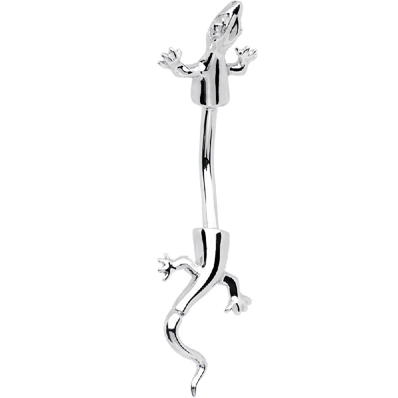 Designer Belly Rings for High-End Fashion -16 Gauge Solid 14kt White Gold Lizard Belly Ring Designer Belly Rings for High-End Fashion -16 Gauge Solid 14kt White Gold Lizard Belly Ring