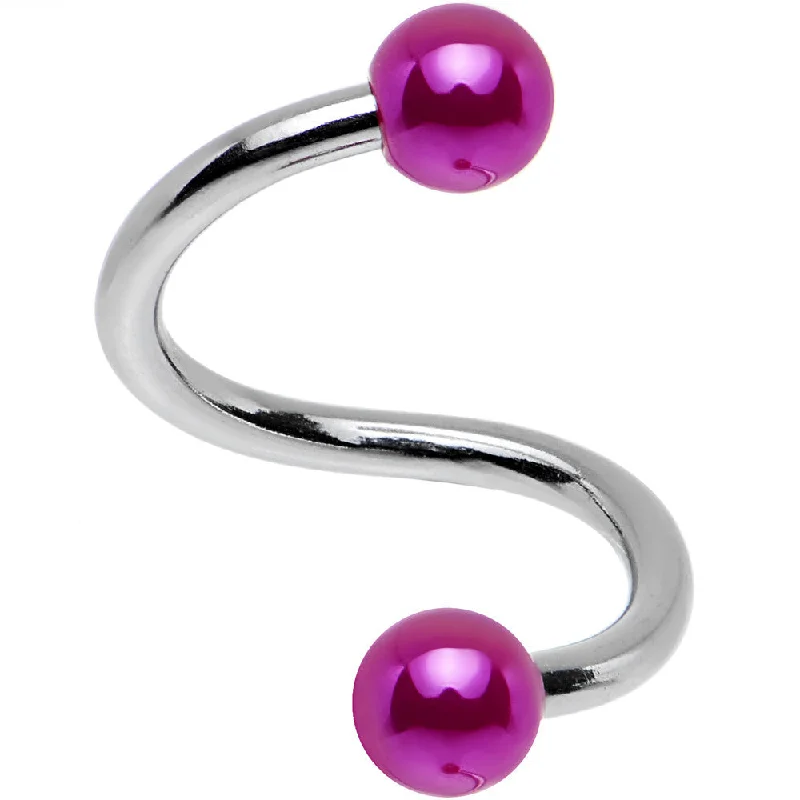 Women's Earrings – Elegant Designs for Every Personality--16 Gauge 5/16 Steel 3mm Purple Ball Spiral Twister Eyebrow Ring