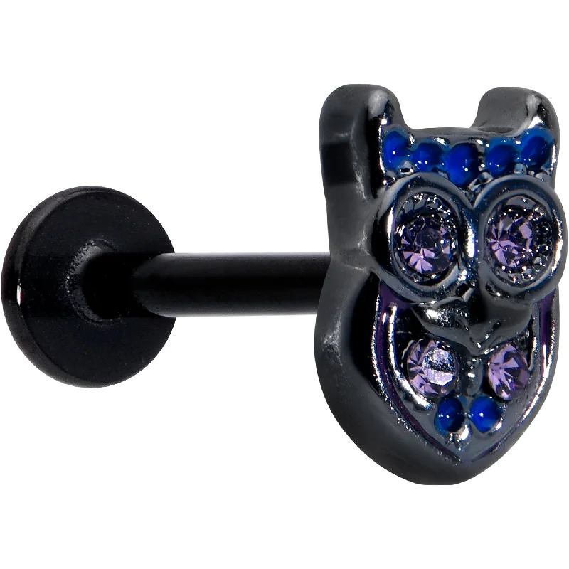 Stylish Lip Rings for All Occasions16 Gauge 5/16 Purple Gem Black Opulent Owl Labret Monroe Tragus