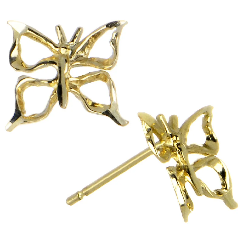 Women's Earrings – Elegant Designs for Every Personality--14kt Yellow Gold Hollow Butterfly Stud Earrings