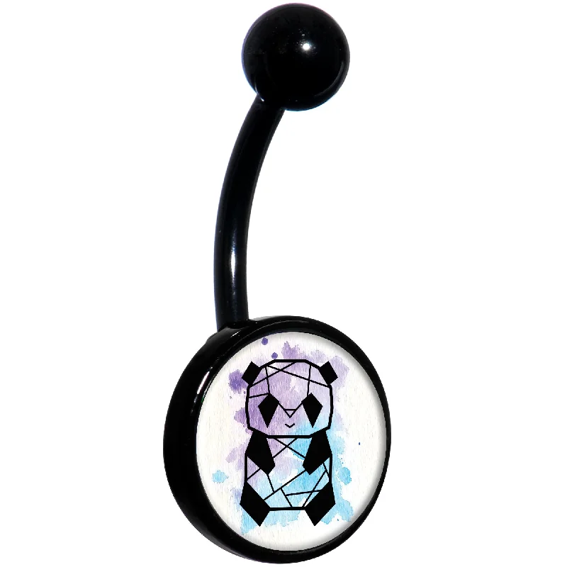 Designer Belly Rings for Special Fashion Statements -Watercolor Geometric Panda Black Belly Ring Designer Belly Rings for Special Fashion Statements -Watercolor Geometric Panda Black Belly Ring