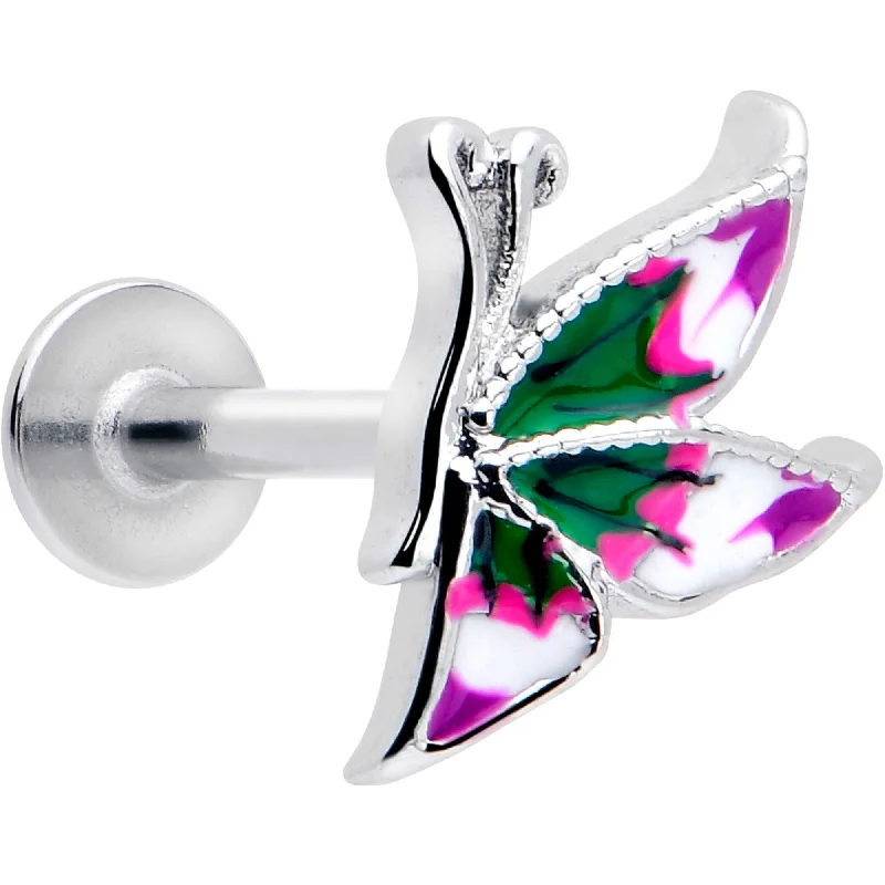 Lip Rings with Beautiful Stone Designs16 Gauge 5/16 Profile Butterfly Labret Monroe Tragus Lip Rings with Beautiful Stone Designs16 Gauge 5/16 Profile Butterfly Labret Monroe Tragus
