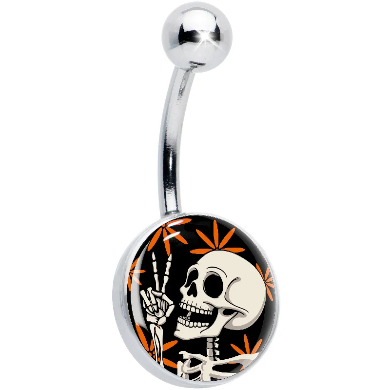 Comfortable Belly Rings with Elegant Finish -Peace Sign Skeleton Belly Ring