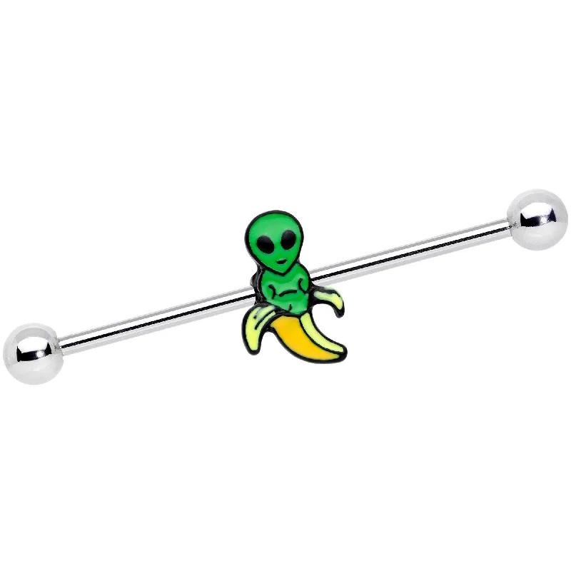Women's Earrings – Elegant Designs for Every Personality--14 Gauge Appealing Little Banana Alien Industrial Barbell 38mm Women's Earrings – Elegant Designs for Every Personality--14 Gauge Appealing Little Banana Alien Industrial Barbell 38mm