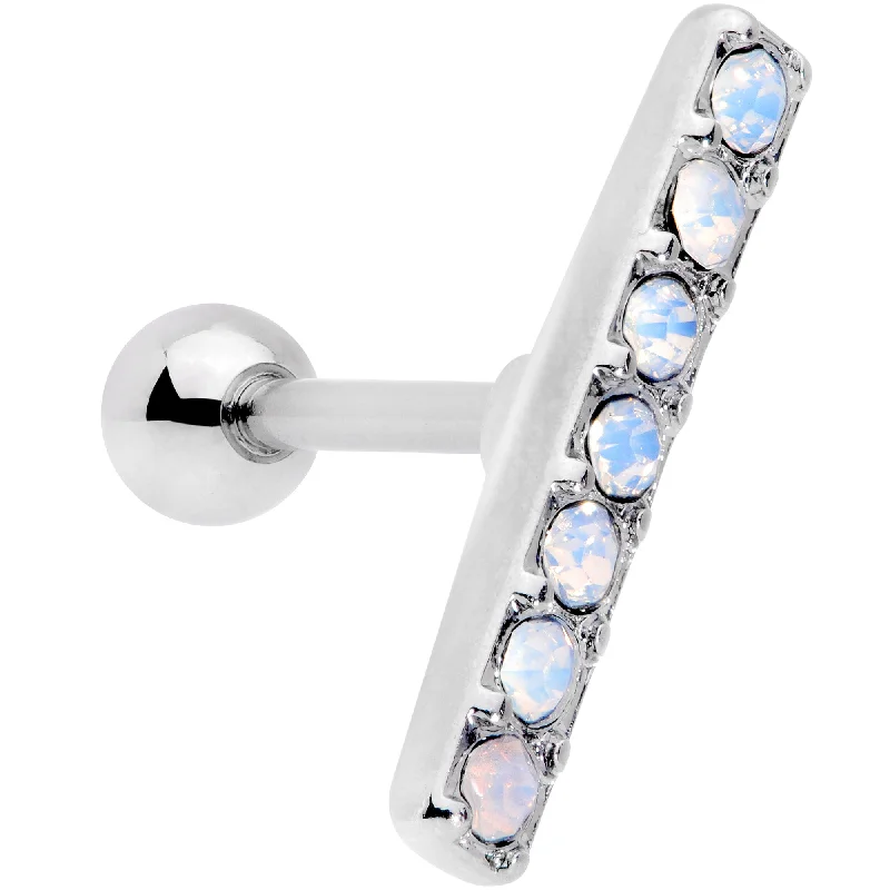 Women's Earrings – Elegant Designs for Every Personality--16 Gauge 5/16 White Faux Opal Strip Cartilage Tragus Earring
