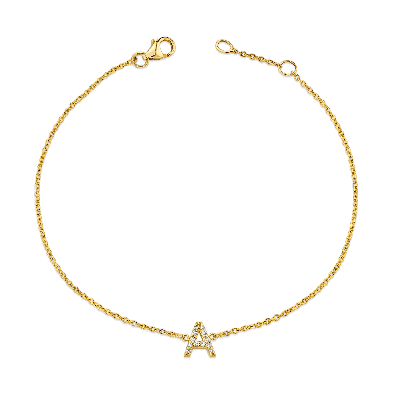 Men's Casual Bracelets with Simple Leather Design-Diamond Pave Letter Bracelet