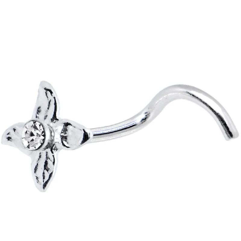 Nose Rings for Minimalistic Charm -925 Clear Four Petal Flower Nose Ring Created with Crystals Nose Rings for Minimalistic Charm -925 Clear Four Petal Flower Nose Ring Created with Crystals