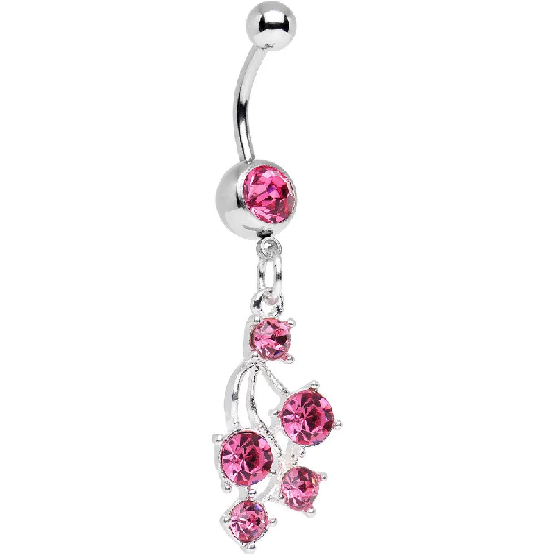Comfortable Belly Rings for Long Wear -Pink Gem Glamorous Cluster of Grapes Dangle Belly Ring Comfortable Belly Rings for Long Wear -Pink Gem Glamorous Cluster of Grapes Dangle Belly Ring