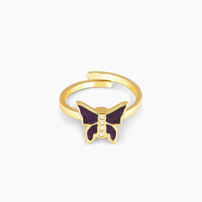 Chic Women's Rings for Fashion-Forward Looks-Golden Butterfly Spin Ring