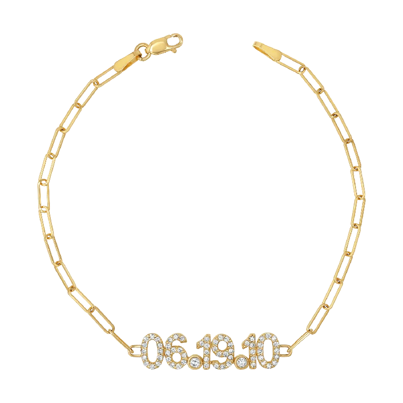 Men's Bracelets with Black Stone Accents-Diamond Date Bracelet