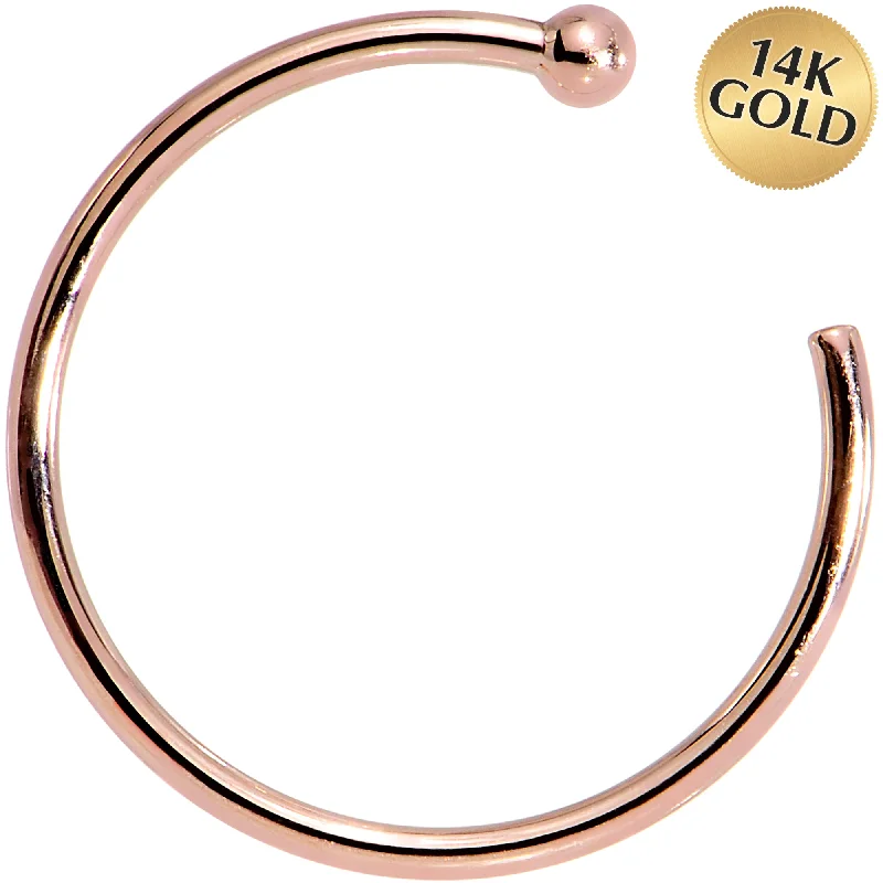 Nose Rings for Quick Wear -20 Gauge 3/8 14kt Solid Rose Gold Nose Hoop